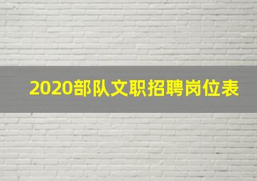 2020部队文职招聘岗位表