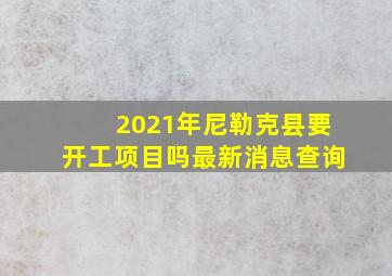 2021年尼勒克县要开工项目吗最新消息查询