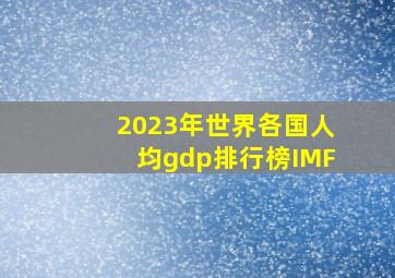 2023年世界各国人均gdp排行榜IMF