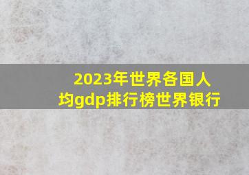 2023年世界各国人均gdp排行榜世界银行