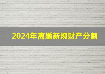 2024年离婚新规财产分割