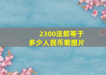 2300法郎等于多少人民币呢图片