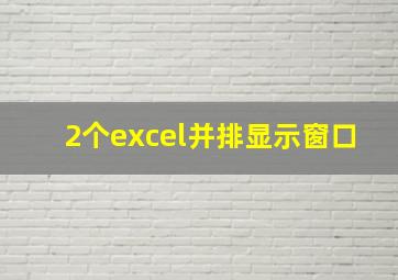 2个excel并排显示窗口