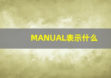 MANUAL表示什么