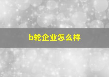 b轮企业怎么样