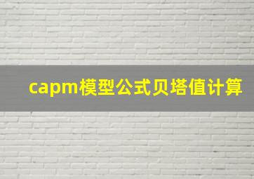 capm模型公式贝塔值计算