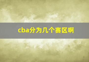 cba分为几个赛区啊