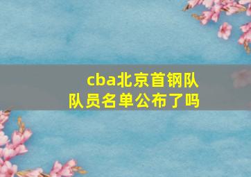 cba北京首钢队队员名单公布了吗