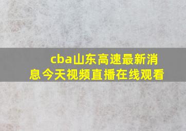 cba山东高速最新消息今天视频直播在线观看