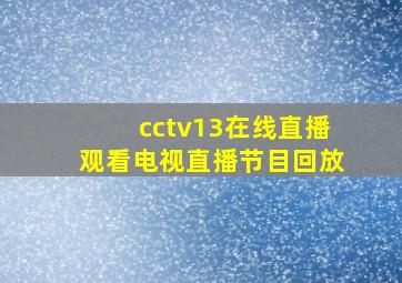 cctv13在线直播观看电视直播节目回放