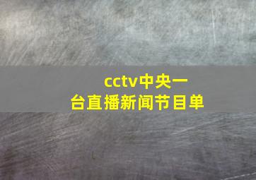 cctv中央一台直播新闻节目单