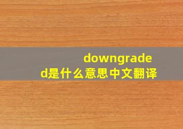 downgraded是什么意思中文翻译