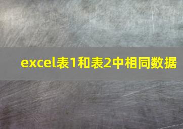 excel表1和表2中相同数据