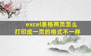 excel表格两页怎么打印成一页的格式不一样