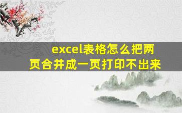 excel表格怎么把两页合并成一页打印不出来