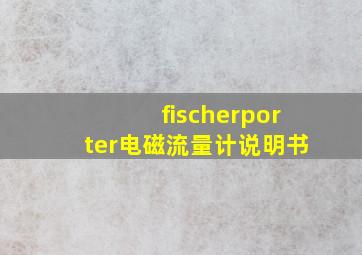 fischerporter电磁流量计说明书