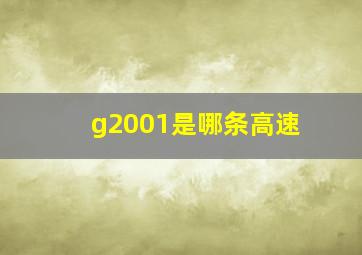 g2001是哪条高速