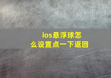 ios悬浮球怎么设置点一下返回