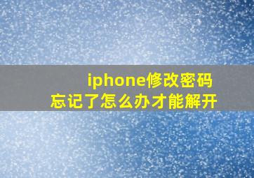 iphone修改密码忘记了怎么办才能解开