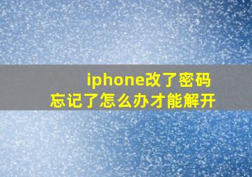 iphone改了密码忘记了怎么办才能解开