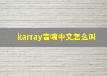 karray音响中文怎么叫