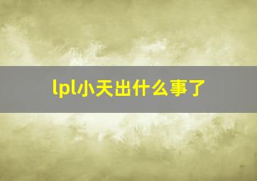 lpl小天出什么事了