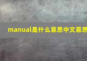 manual是什么意思中文意思