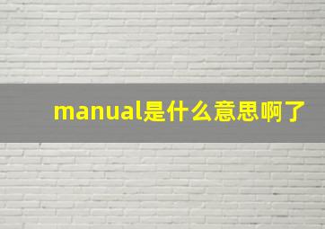 manual是什么意思啊了