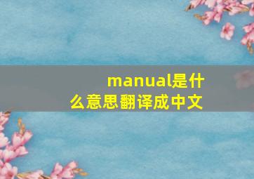 manual是什么意思翻译成中文