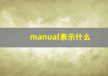 manual表示什么