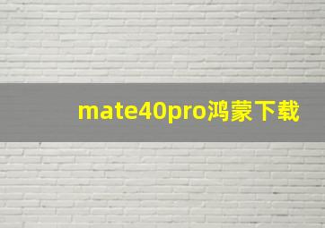 mate40pro鸿蒙下载