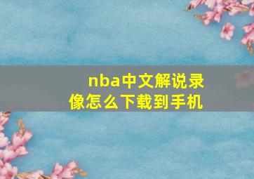 nba中文解说录像怎么下载到手机