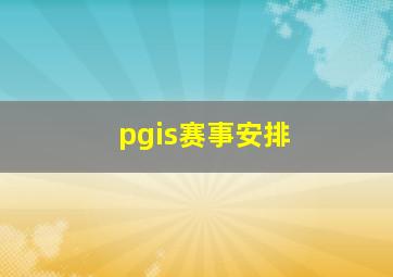 pgis赛事安排