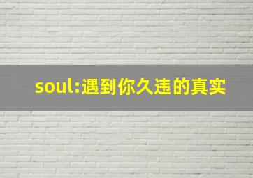 soul:遇到你久违的真实