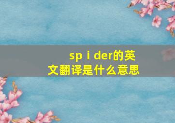 spⅰder的英文翻译是什么意思