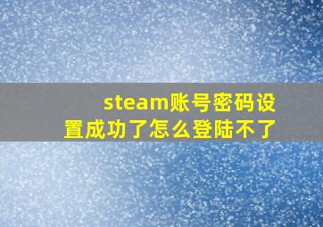 steam账号密码设置成功了怎么登陆不了