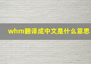 whm翻译成中文是什么意思