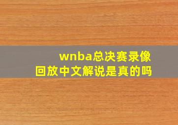 wnba总决赛录像回放中文解说是真的吗