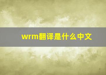 wrm翻译是什么中文