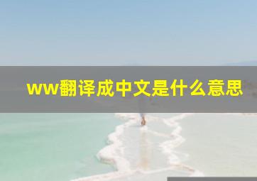 ww翻译成中文是什么意思