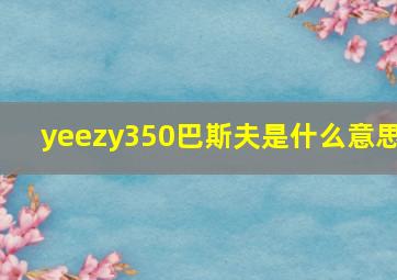 yeezy350巴斯夫是什么意思