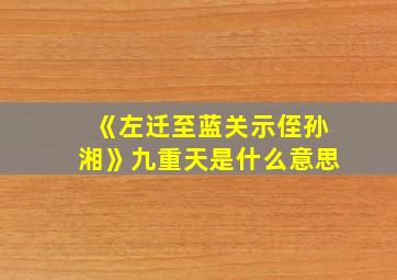 《左迁至蓝关示侄孙湘》九重天是什么意思