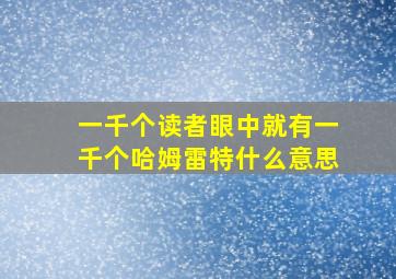 一千个读者眼中就有一千个哈姆雷特什么意思