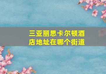 三亚丽思卡尔顿酒店地址在哪个街道