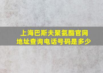 上海巴斯夫聚氨酯官网地址查询电话号码是多少