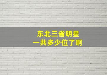 东北三省明星一共多少位了啊