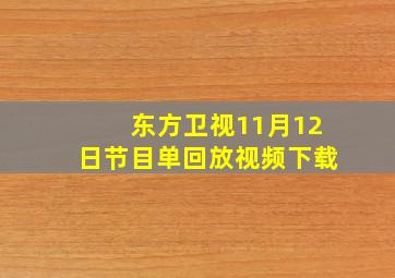 东方卫视11月12日节目单回放视频下载