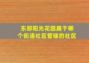 东部阳光花园属于哪个街道社区管辖的社区