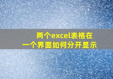 两个excel表格在一个界面如何分开显示