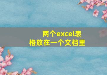 两个excel表格放在一个文档里